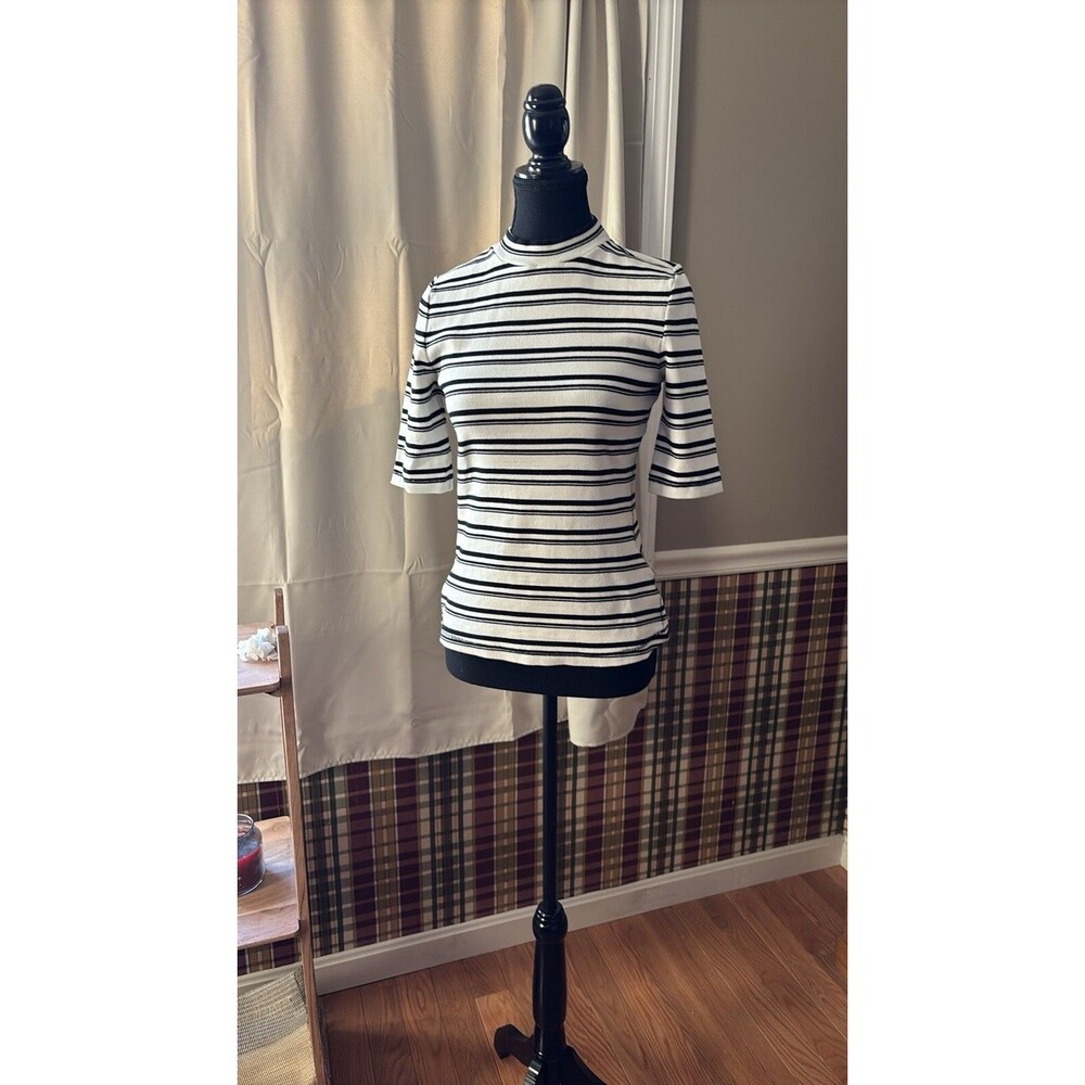 Anthropology Maeve Black-And-White Top Size XS 100% Cotton